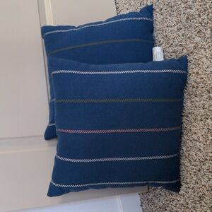 SQUARE YARN-DYED STRIPED COTTON THROW PILLOWS.